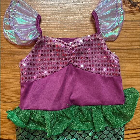 Purple sequin green scale mermaid toddler tank costume dress SIZE 6-7 - Picture 3 of 5